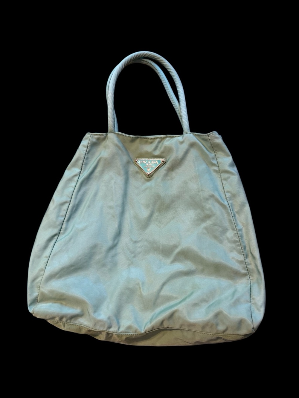 Prada Authentic Light Green Nylon canvas Tote Bag
